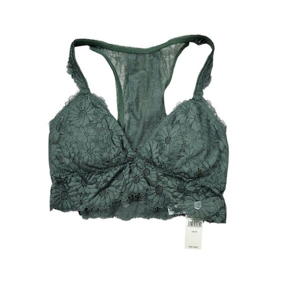 Aerie Sunflower Lace Padded Racerback Bralette Dark Green Size XS - Picture 1 of 5